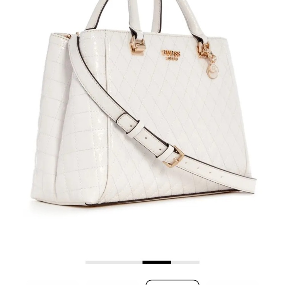GUESS white Quilted Satchel